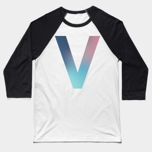 Gradient Letter v Initial Alphabet Baseball T-Shirt